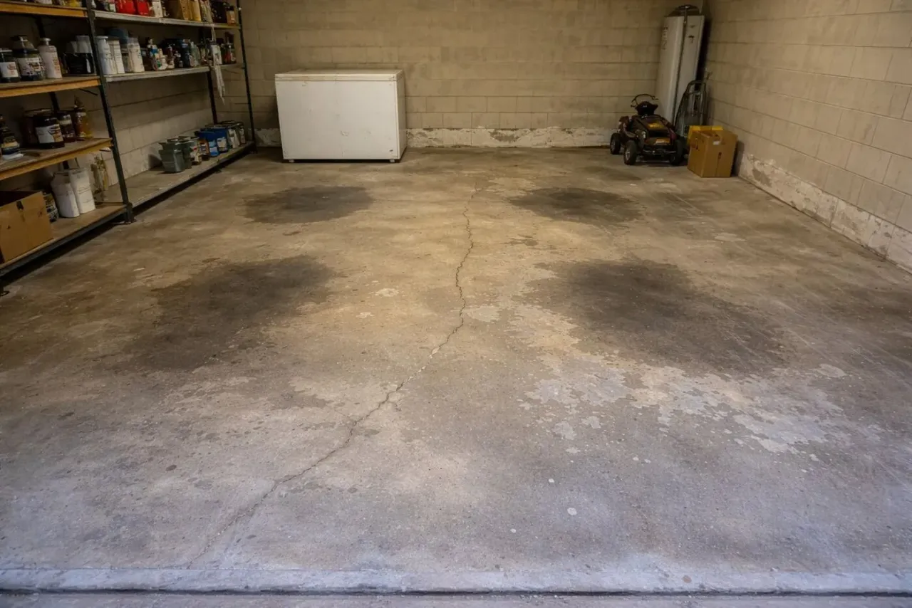 Bare concrete garage floor before epoxy coating in Orlando