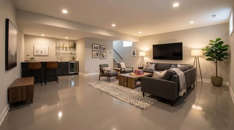 Flex room solid color epoxy floor