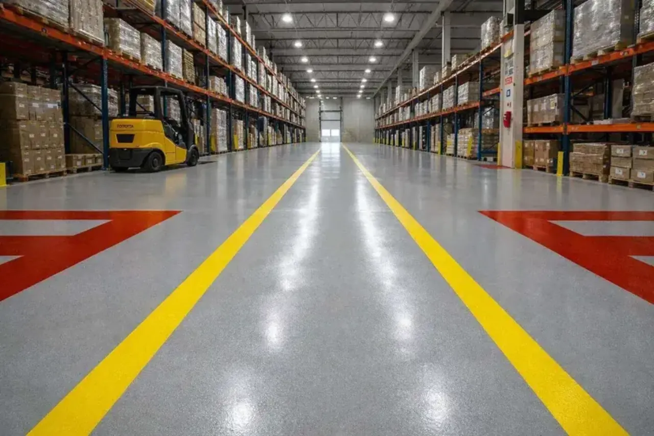 Industrial epoxy floor in Orlando warehouse facility