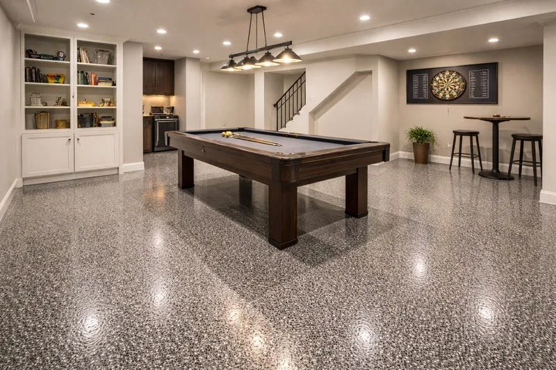 Decorative flake epoxy flex room floor Orlando