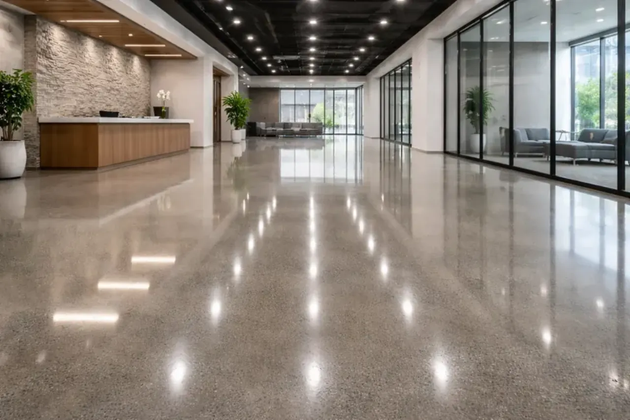 Polished concrete office lobby floor Orlando
