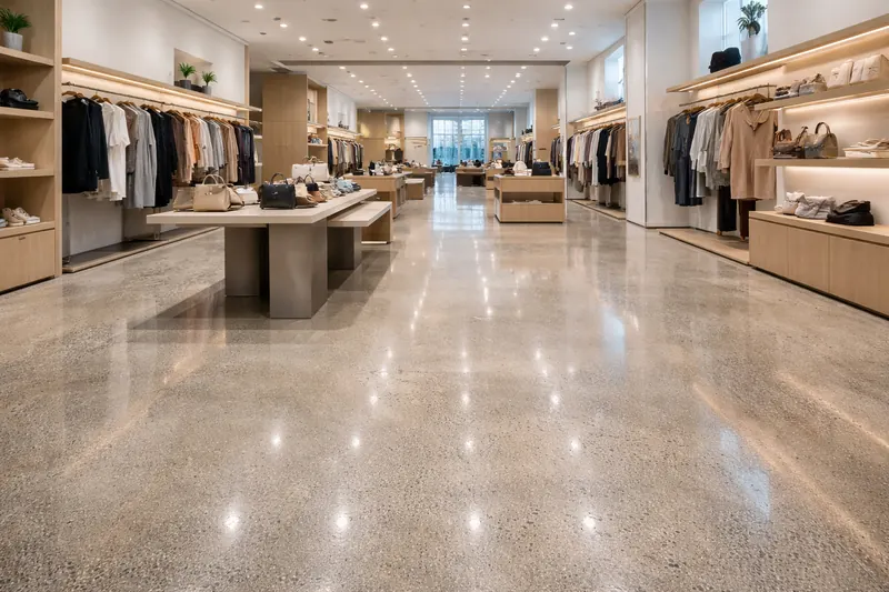 Polished concrete retail showroom floor Orlando