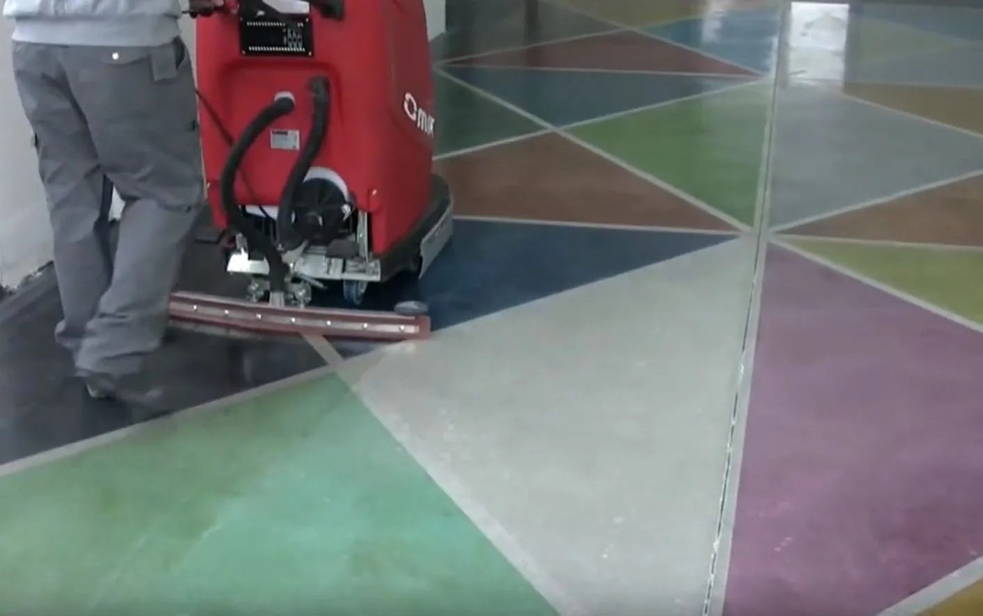 Warehouse epoxy floor with yellow safety line markings Orlando