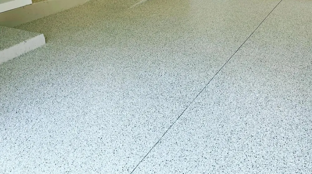Light gray flake epoxy garage floor